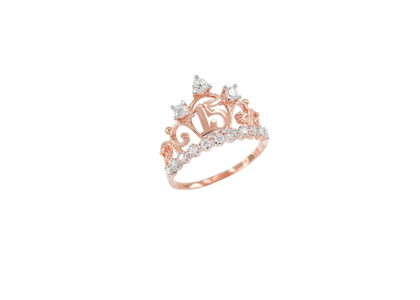 CZ Studded Numerical Crown Ring